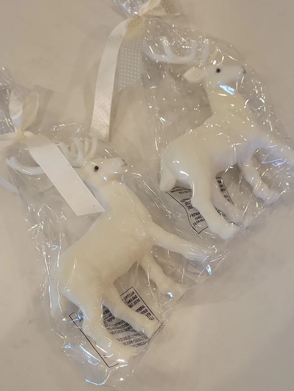 Faux Cream Felt Deer Set